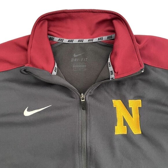 Nike | Varsity Zip Up Jacket with Letter N Embroidery | Red & Grey | Size: Large - Picture 3 of 8